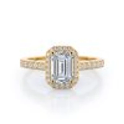 Pave Halo Lab Created Diamond Engagement Ring