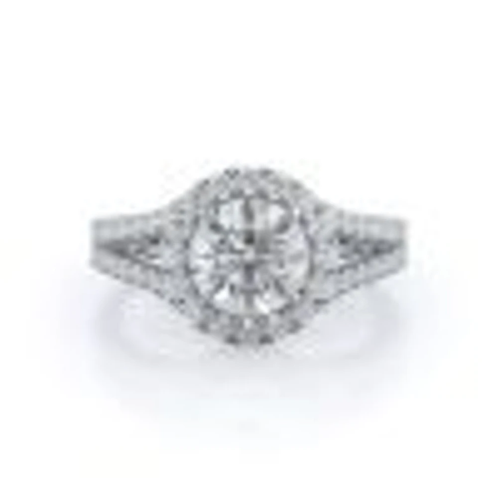 Split Shank French Halo Lab Created Diamond Engagement Ring