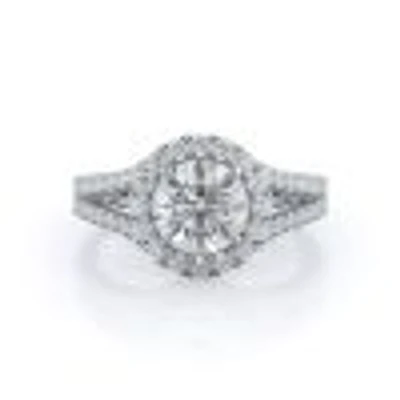 Split Shank French Halo Lab Created Diamond Engagement Ring