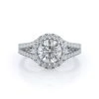 Split Shank French Halo Lab Created Diamond Engagement Ring