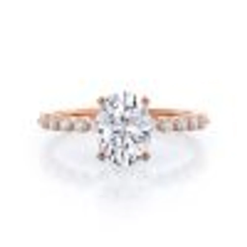 Under Bezeled Accent Lab Created Diamond Engagement Ring