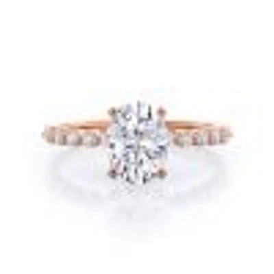 Under Bezeled Accent Lab Created Diamond Engagement Ring