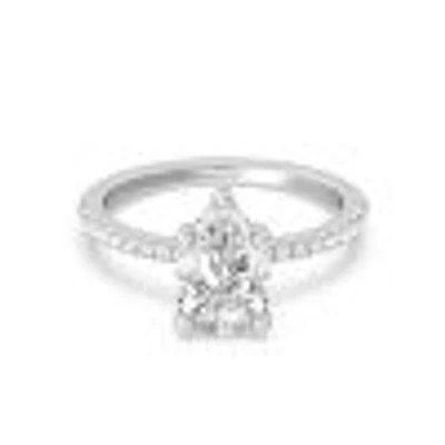 Lab Created Diamond Basket Pave Engagement Ring