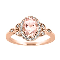 Ring with 6X8 Oval Morganite and .20 Carat TW of Diamonds 10kt Rose Gold