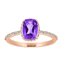 Ring with 6X8MM Cushion Cut Amethyst and .25 Carat TW of Diamonds 10kt Rose Gold