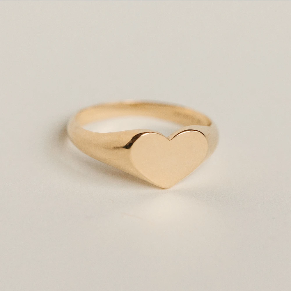 Heart Signet Ring in 10kt Yellow Gold