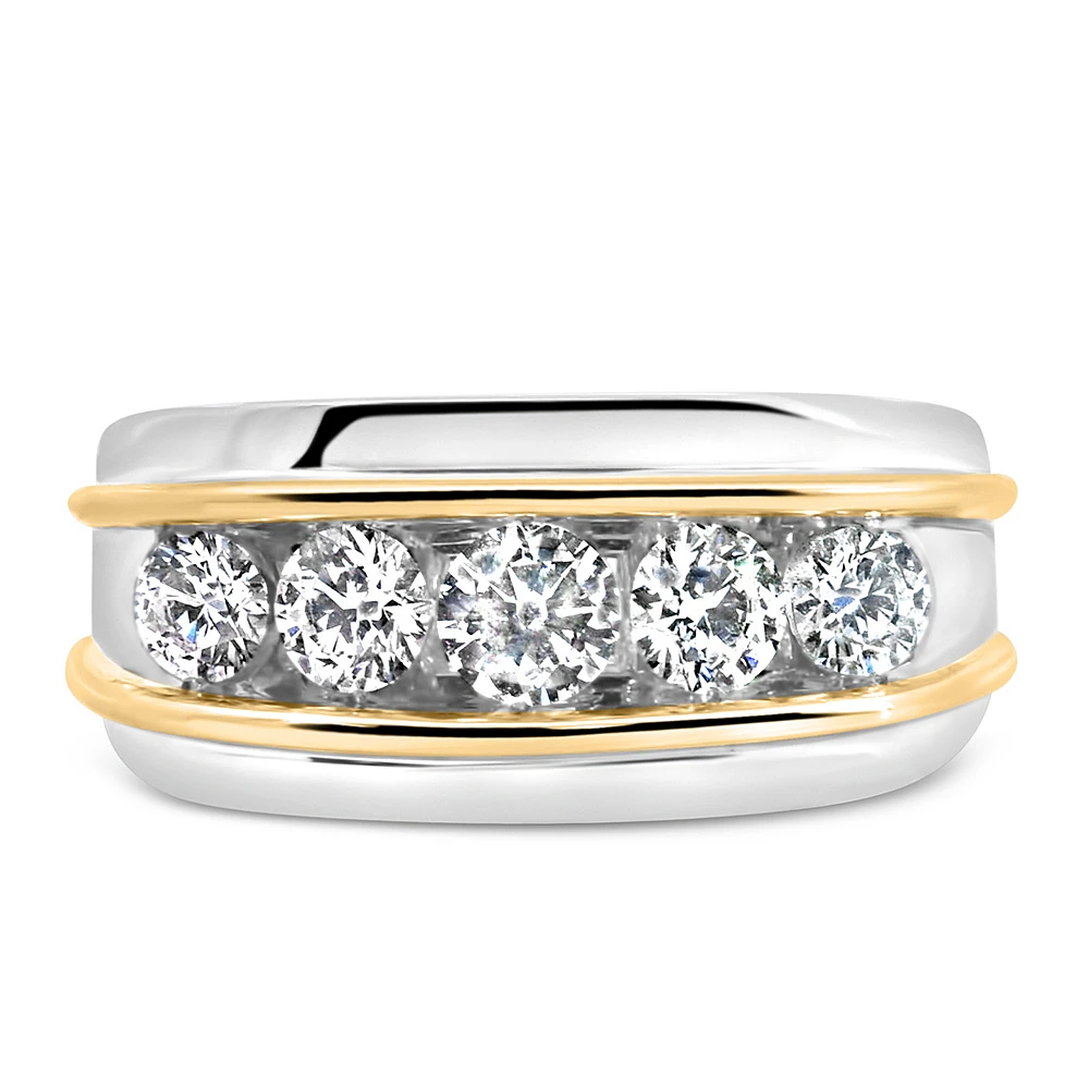 Men’s Ring with 1.50 Carat TW of Lab Created Diamonds 10kt White and Yellow Gold