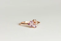 Ring with 6X4MM Oval Pink Amethyst, Amethyst and White Topaz in 10kt Rose Gold