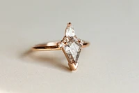 Ring with 11X7MM Kite Shape Rutilated Quartz and White Topaz in 10kt Rose Gold