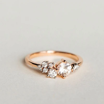 Ring with 5MM Morganite and .20 Carat TW of Diamonds 14kt Rose Gold