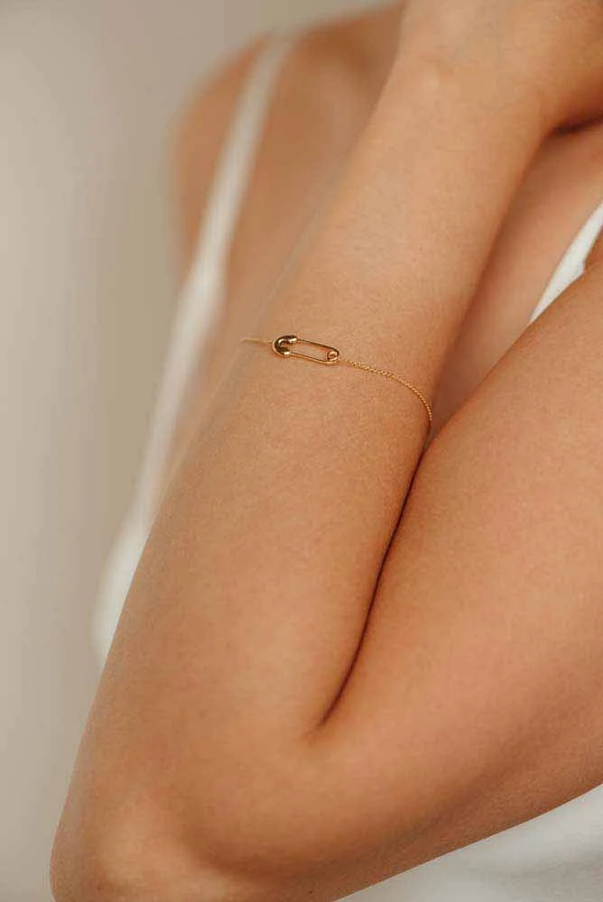 Safety Pin Bracelet 10kt Yellow Gold