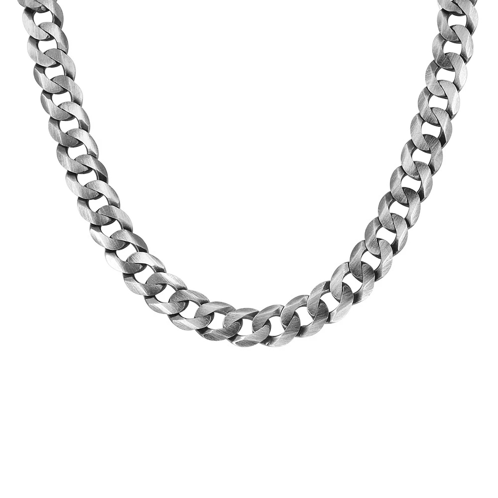 Men’s Brushed Gunmetal Curb Chain Sterling Silver