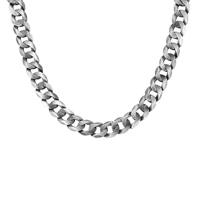 Men’s Brushed Gunmetal Curb Chain Sterling Silver