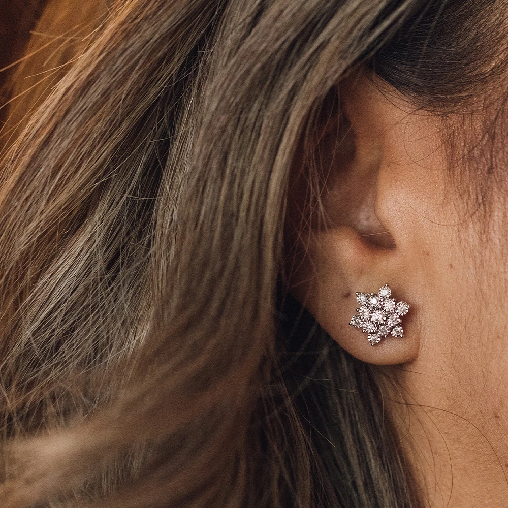 Snowflake Earrings with .50 Carat TW of Diamonds 10kt White Gold