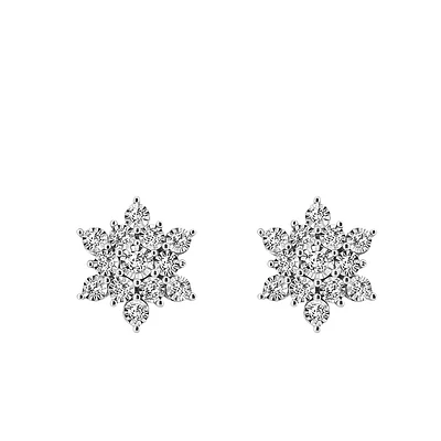 Snowflake Earrings with .50 Carat TW of Diamonds 10kt White Gold