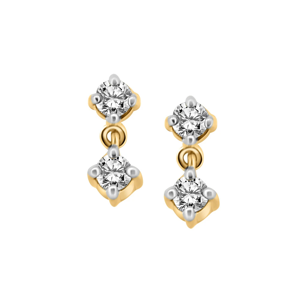 Duo Drop Earrings with .20 Carat TW of Diamonds 10kt Yellow Gold