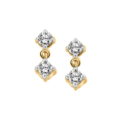 Duo Drop Earrings with .20 Carat TW of Diamonds 10kt Yellow Gold