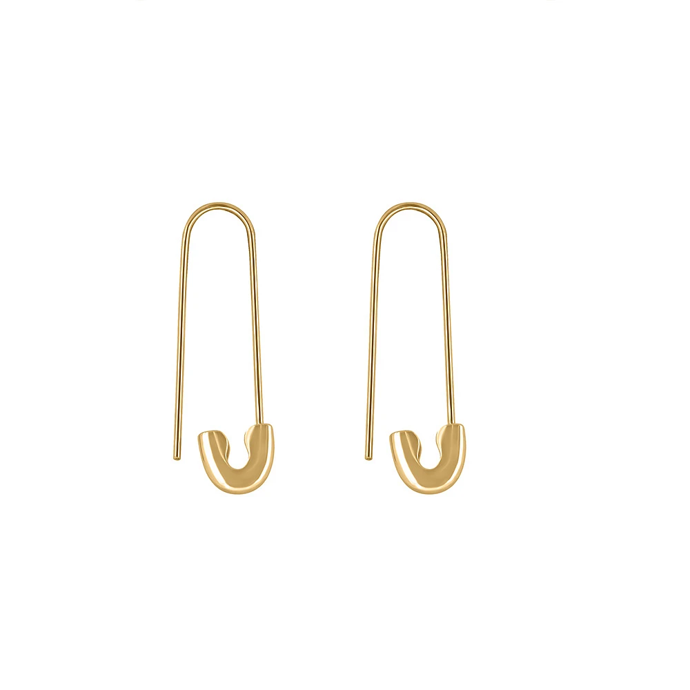 Safety Pin Earrings 10kt Yellow Gold