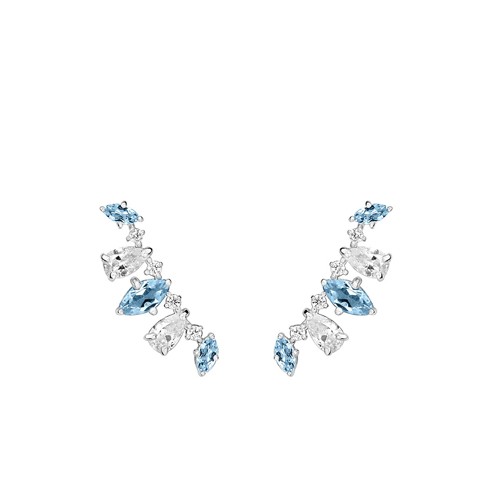 Earrings with Blue and White Topaz Sterling Silver