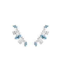 Earrings with Blue and White Topaz Sterling Silver