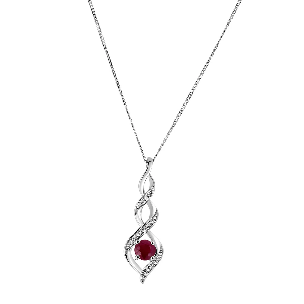 Pendant with Ruby and .05 Carat TW of Diamonds 10kt White Gold