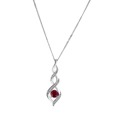 Pendant with Ruby and .05 Carat TW of Diamonds in 10kt White Gold