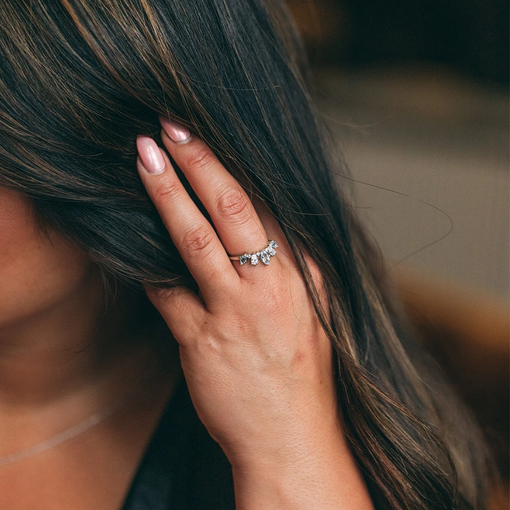 Ring with Blue and White Topaz Sterling Silver