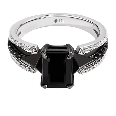 Star Wars Darth Vader Ring with 8X6MM Black Onyx and .21 Carat TW of Diamonds Sterling Silver