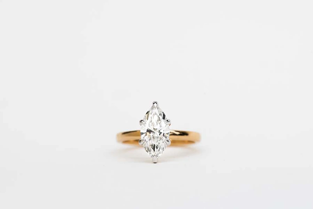 Marquise Solitaire Engagement Ring with 2.00 Carat Lab Created Diamond in 14kt Yellow Gold