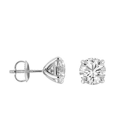 Classic Solitaire Stud Earrings With 3.00 Carat TW Of Lab Created Diamonds 14kt White Gold