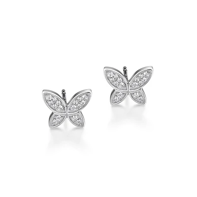 Butterfly Earrings with Cubic Zirconia Sterling Silver