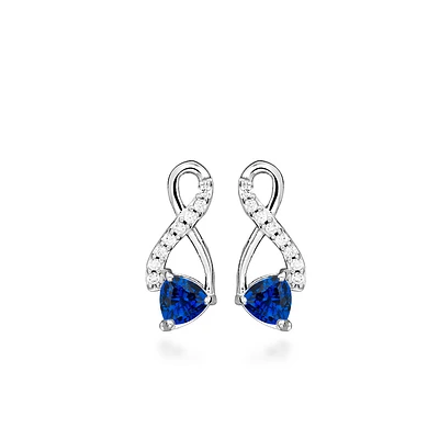 Infinity Earrings with Created Blue Sapphire and Cubic Zirconia Sterling Silver