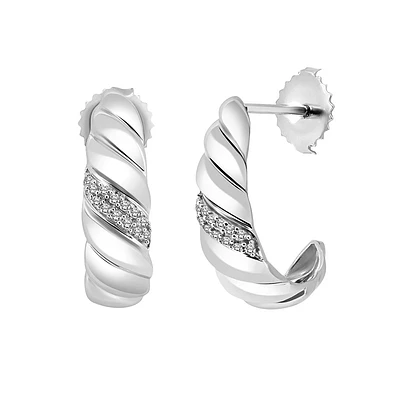 Cornetto Earrings with .10 Carat TW of Diamonds in Sterling Silver