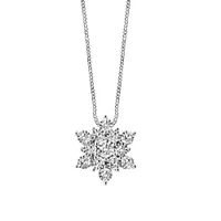 Snowflake Pendant with .25 Carat TW of Diamonds 10kt White Gold Chain