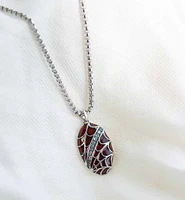 Marvel Spider-Man Pendant with London Blue Topaz and Red Enamel Silver Chain