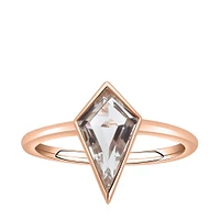 Ring with 12X7MM Kite Shaped White Topaz 10kt Rose Gold