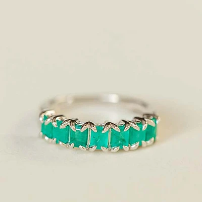 Ring with 4X3MM Emeralds 10kt White Gold