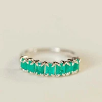 Ring with 4X3MM Emeralds 10kt White Gold