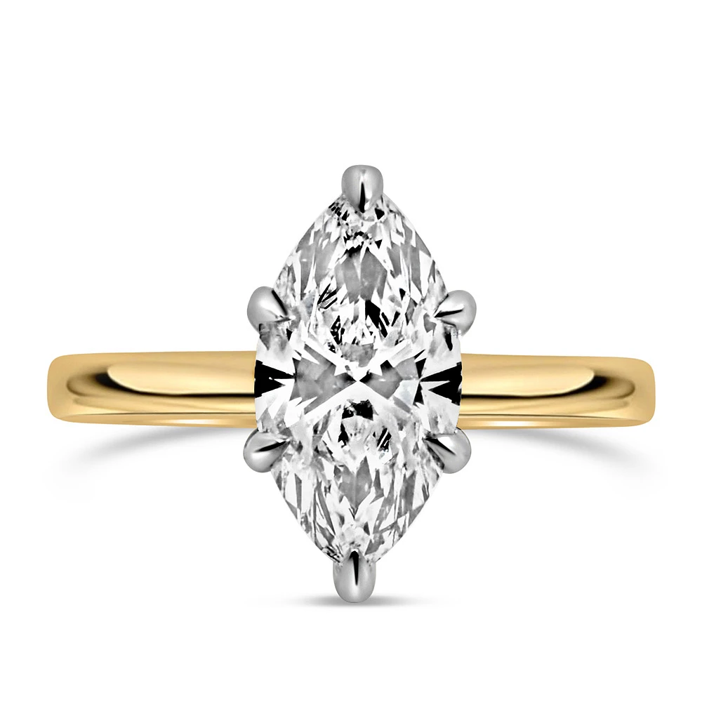 Marquise Solitaire Engagement Ring with 2.00 Carat Lab Created Diamond in 14kt Yellow Gold