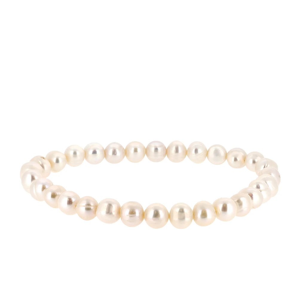 Stretch Bracelet with 7MM Freshwater Pearls