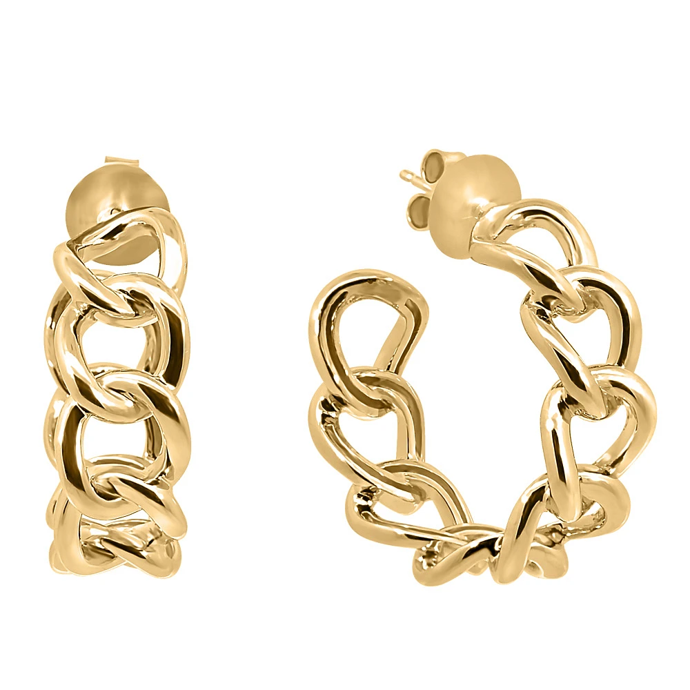 Ash Chain Hoop Earring Gold Plated Sterling Silver