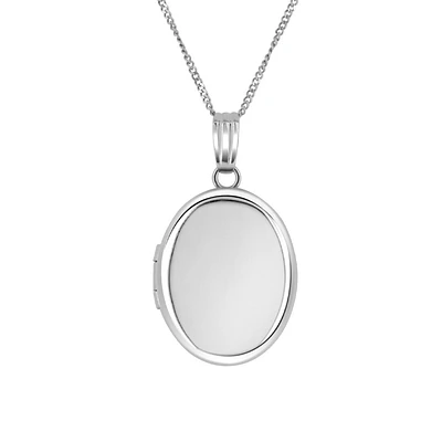 Classic Oval Locket in 10kt White Gold with Chain