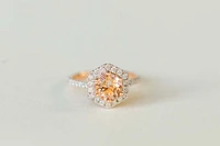 Ring with 7MM Morganite and .40 Carat TW of Diamonds 14kt Rose Gold