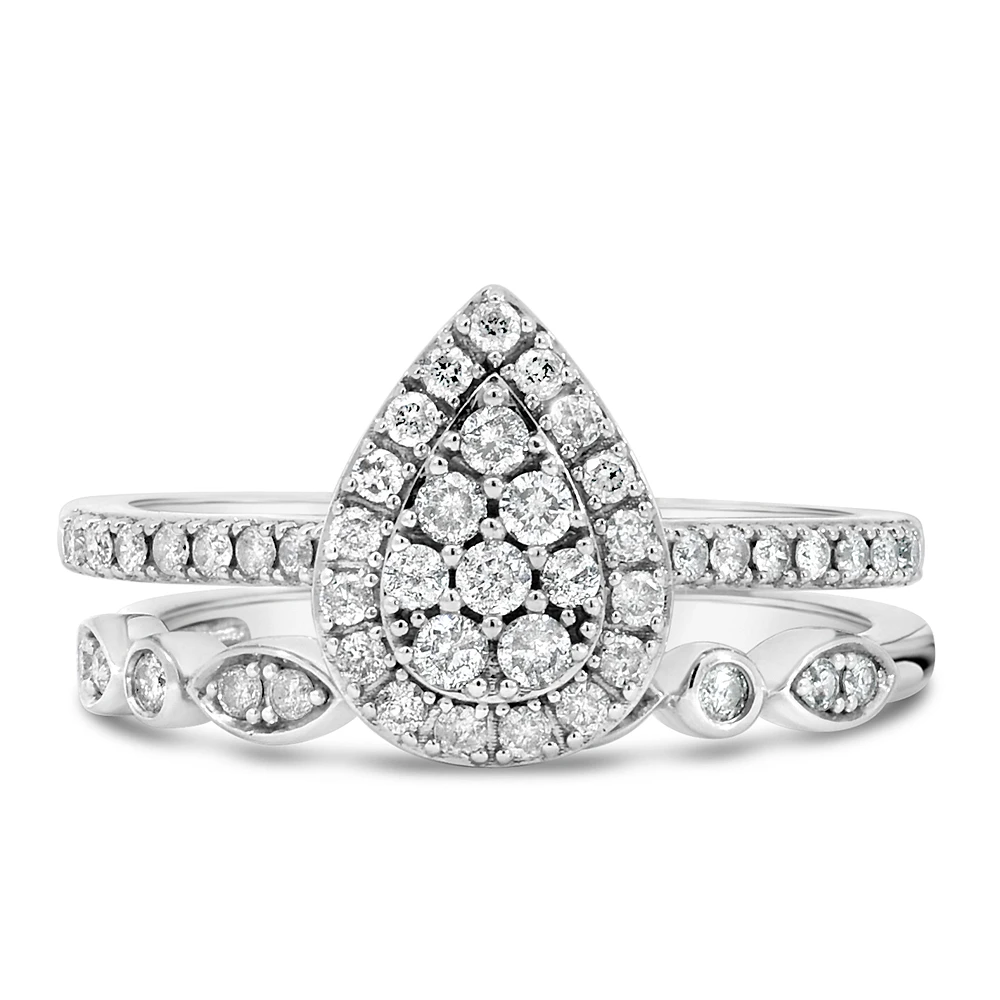 Halo Bridal Set with .50 Carat TW of Diamonds 10kt White Gold