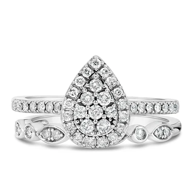 Halo Bridal Set with .50 Carat TW of Diamonds 10kt White Gold