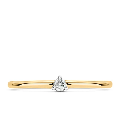 Petite Solitaire Ring with .05 Carat Diamond in 10kt Yellow Gold