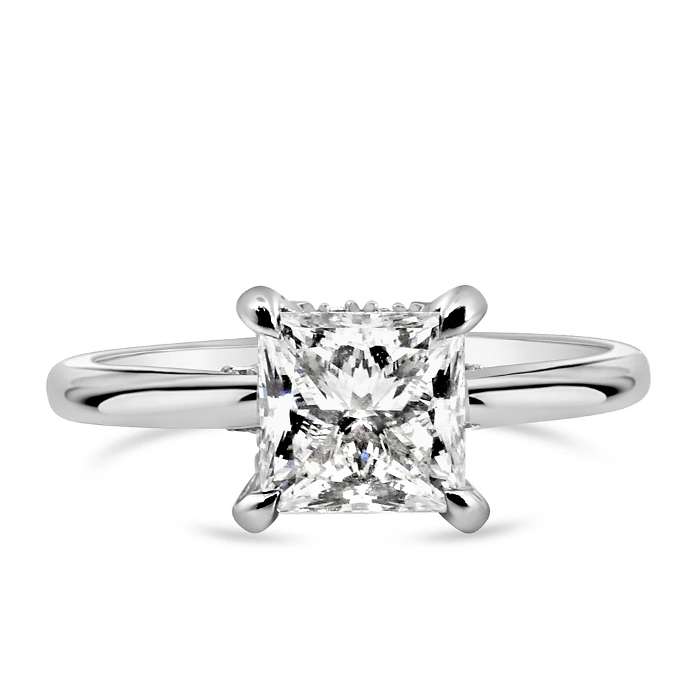 Classic Princess Cut Solitaire Engagement Ring with 2.20 Carat TW of Lab Created Diamonds in 14kt White Gold