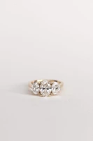 Oval “Trinity” Engagement Ring with 3.00 Carat TW of Lab Created Diamonds in 14kt Yellow Gold