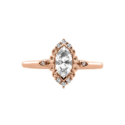 Halo Engagement Ring with .55 Carat TW of Diamonds in 14kt Rose Gold