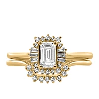 Halo Bridal Set with .70 Carat TW of Diamonds 14kt Yellow Gold